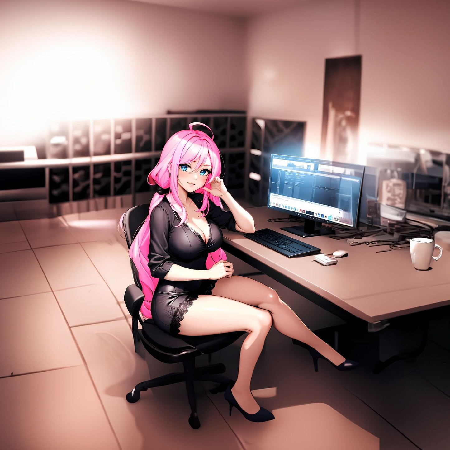 Sasha on the computer