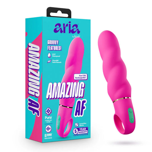 Silicone Vibrator with Ridges - Aria Amazing AF Box