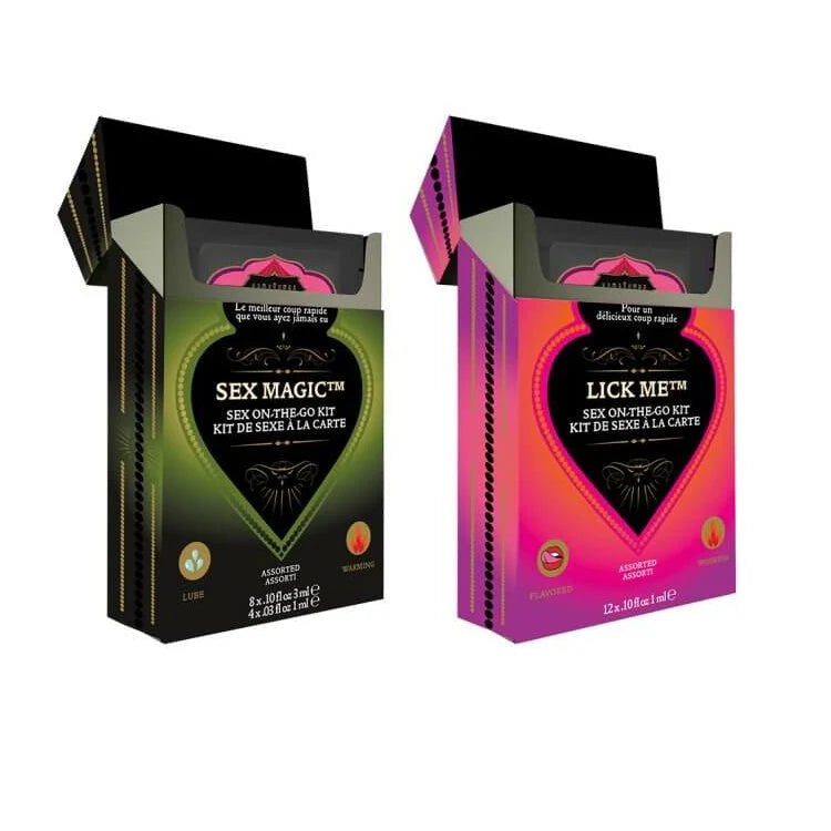 Kama Sutra Lick Me and Sex Magic Lubes - Sex On-The-Go Kits Top Open