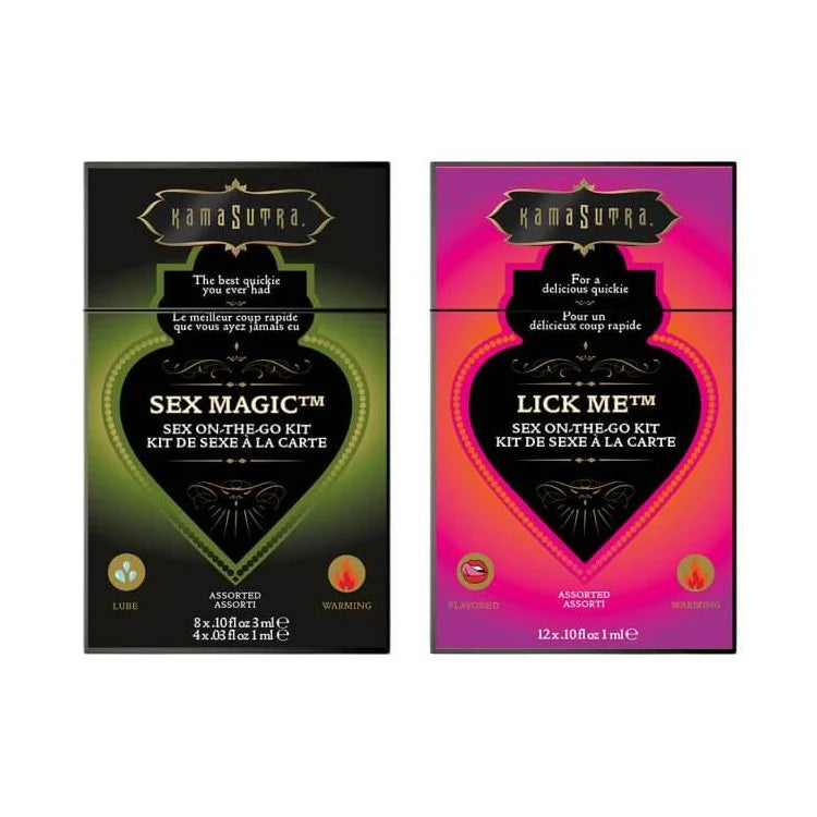 Kama Sutra Lick Me and Sex Magic Lubes - Sex On-The-Go Kits Front